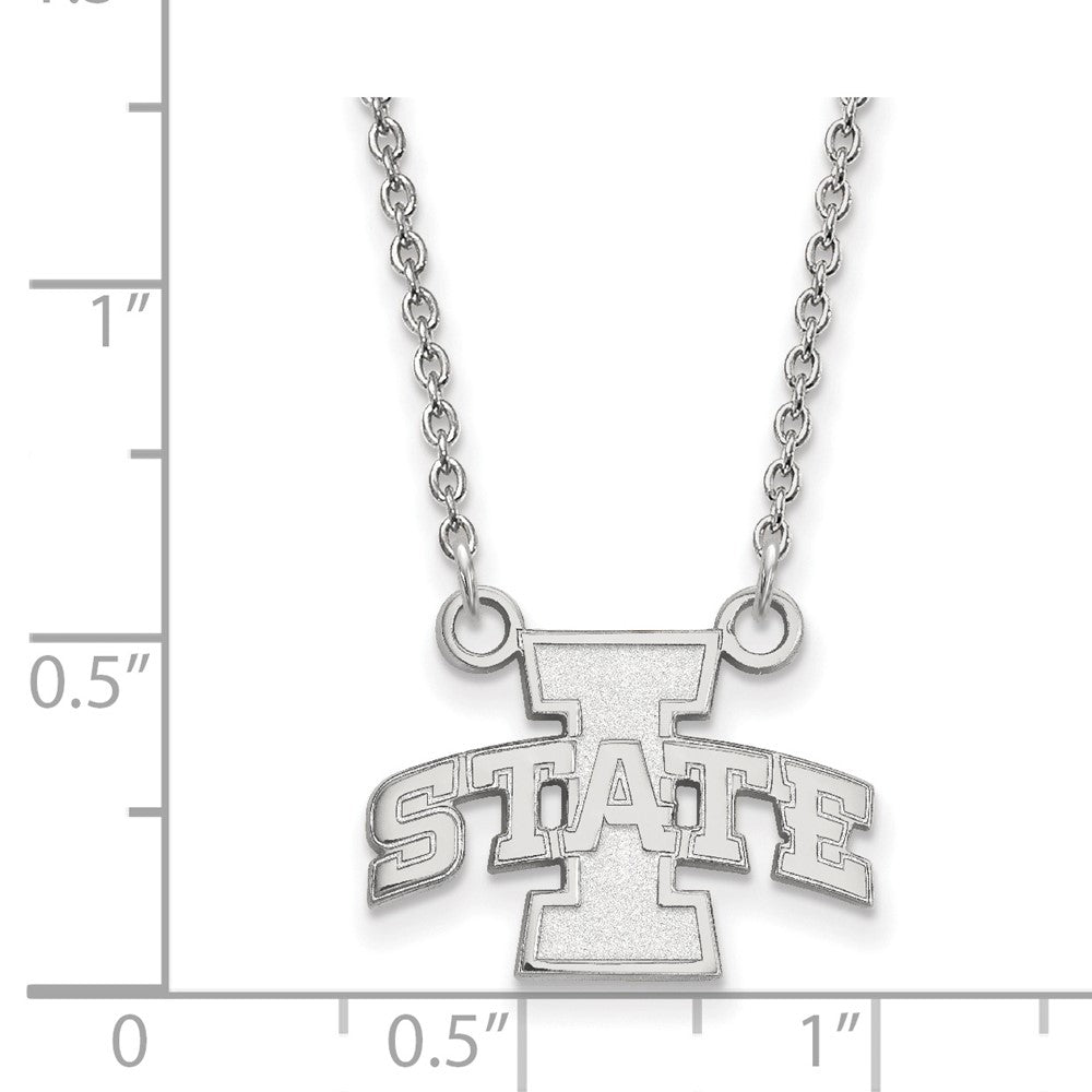 Sterling Silver Rhodium Plated Logoart Iowa State University Small Pendant 18 Inch Necklace
