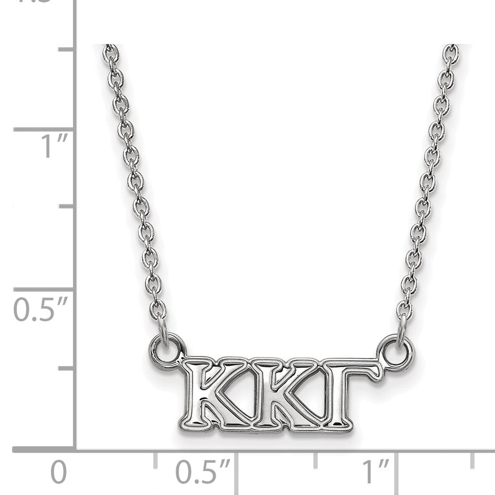 Sterling Silver Rhodium Plated Logoart Kappa Gamma Sorority Greek Letters Extra Small Pendant 18 Inch Necklace