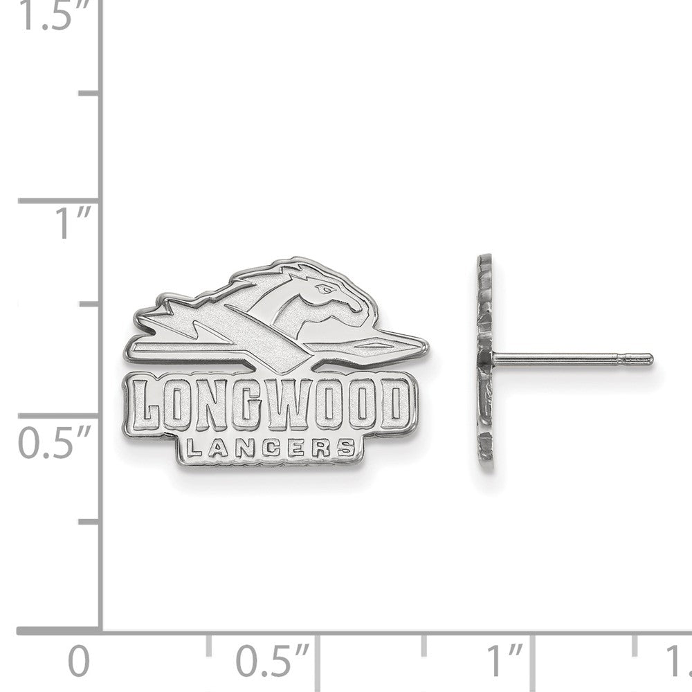 Sterling Silver Rhodium Plated Logoart Longwood University Lancers Small Post Earrings