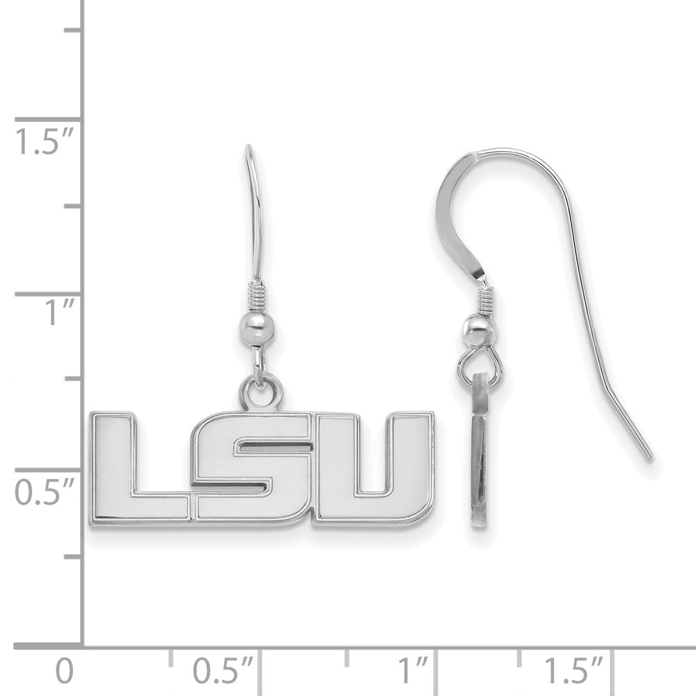 Sterling Silver Rhodium Plated Logoart Louisiana State University L S U Small Dangle Wire Earrings