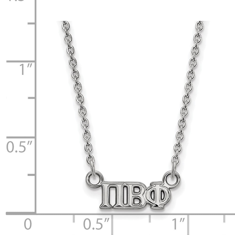 Sterling Silver Rhodium Plated Logoart Pi Beta Phi Sorority Greek Letters Extra Small Pendant 18 Inch Necklace