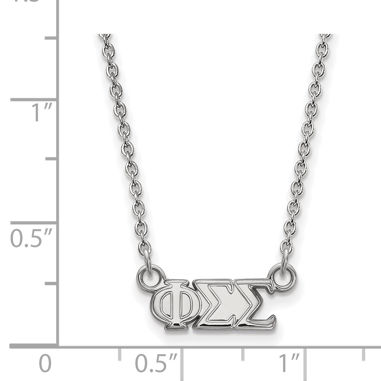 Sterling Silver Rhodium Plated Logoart Phi Sigma Sorority Greek Letters Extra Small Pendant 18 Inch Necklace