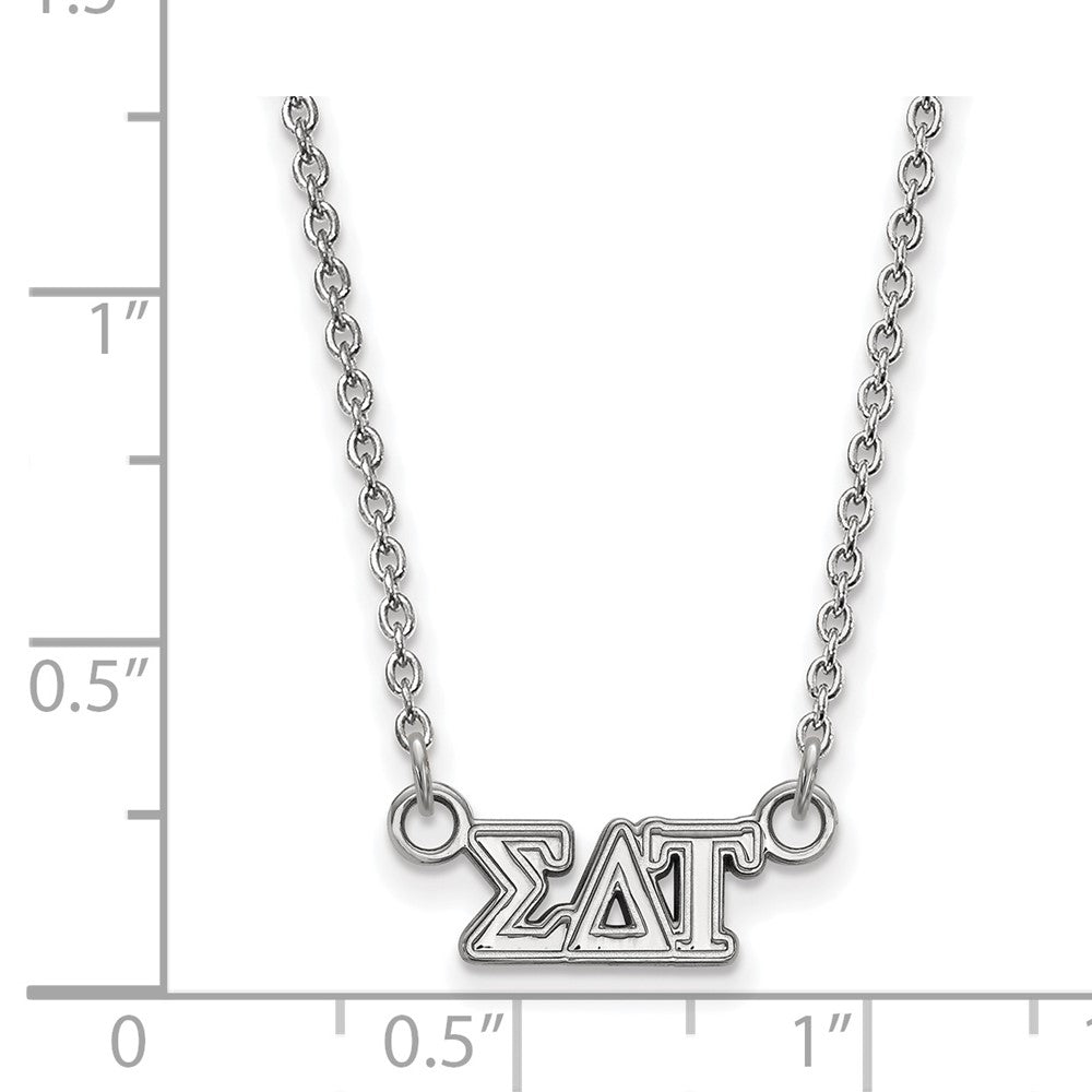 Sterling Silver Rhodium Plated Logoart Sigma Delta Tau Sorority Greek Letters Extra Small Pendant 18 Inch Necklace