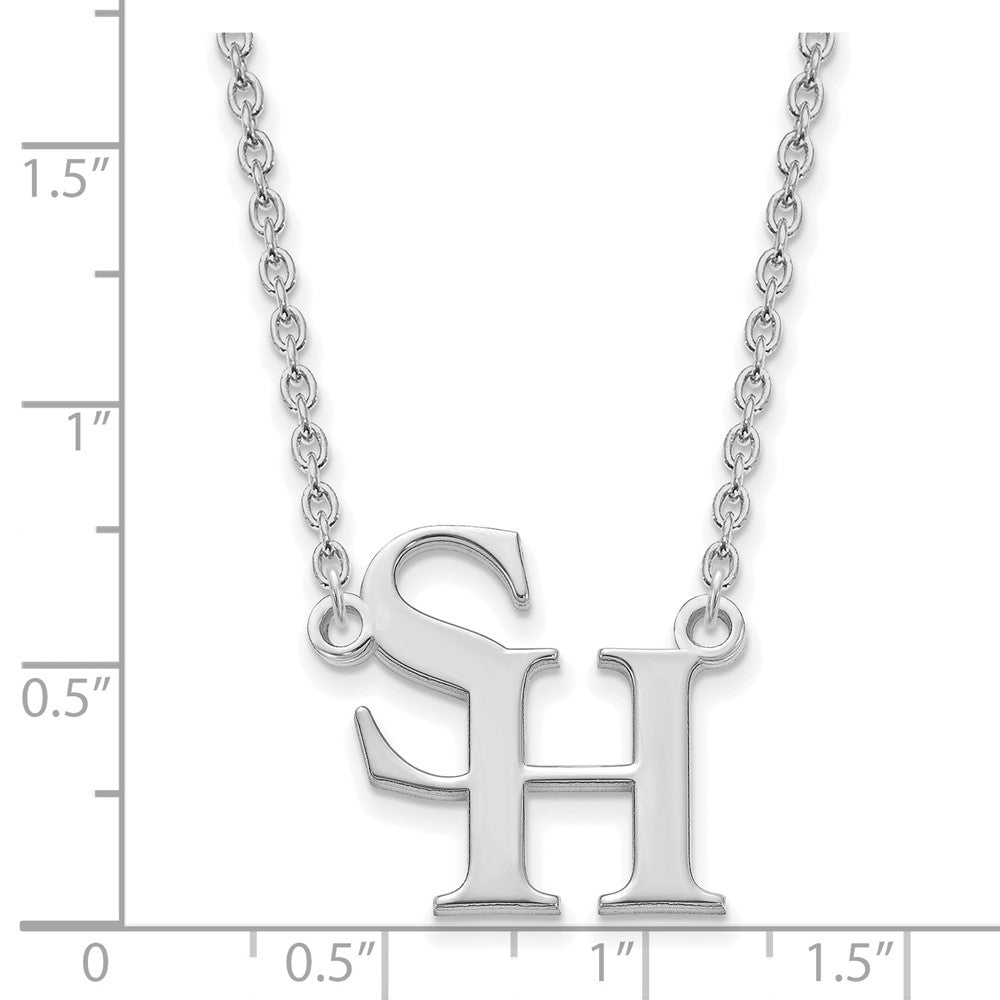 Sterling Silver Rhodium Plated Logoart Sam Houston State University Large Pendant 18 Inch Necklace
