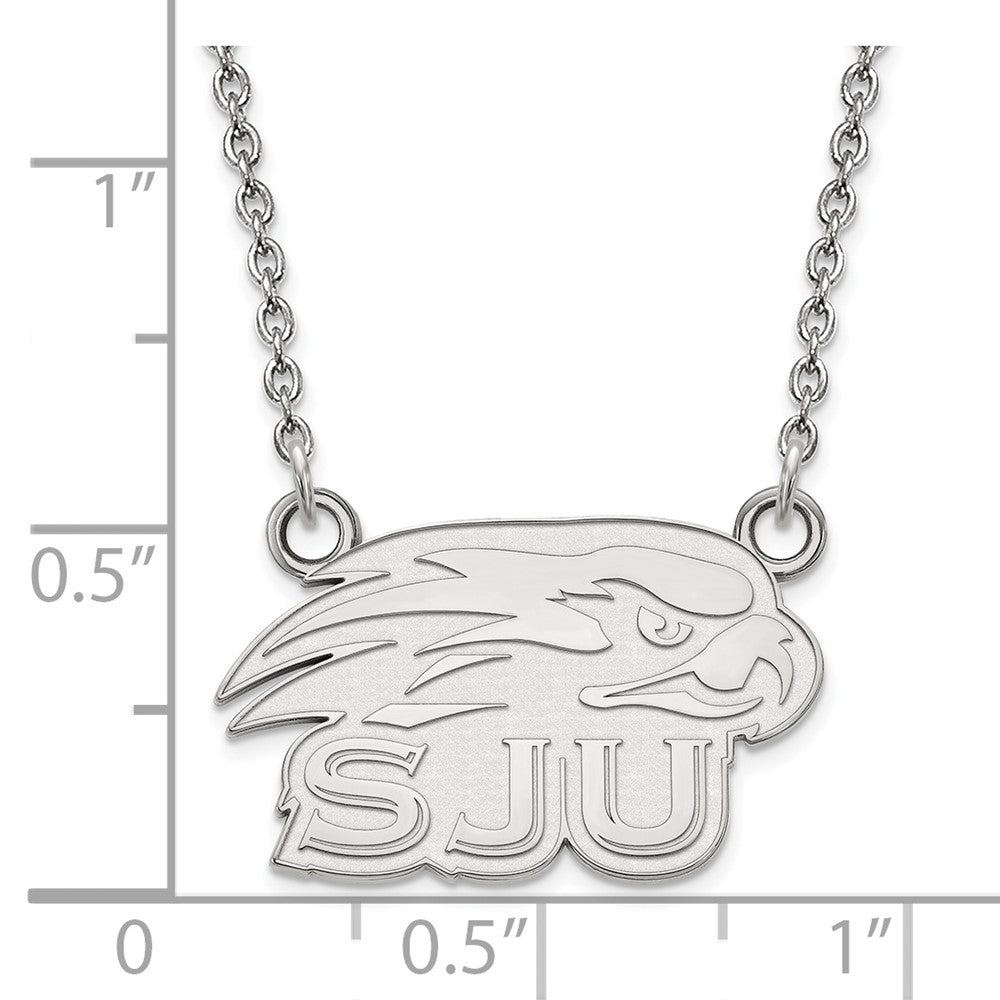 Sterling Silver Rhodium Plated Logoart Saint Joseph'S University Hawks Small Pendant 18 Inch Necklace