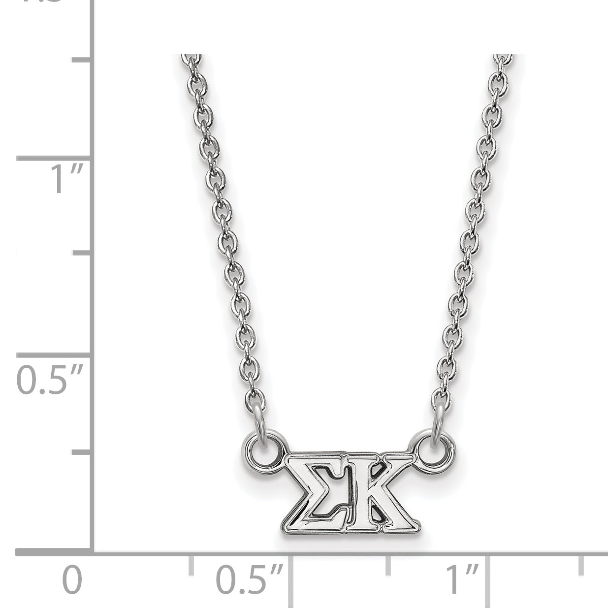 Sterling Silver Rhodium Plated Logoart Sigma Kappa Sorority Greek Letters Extra Small Pendant 18 Inch Necklace
