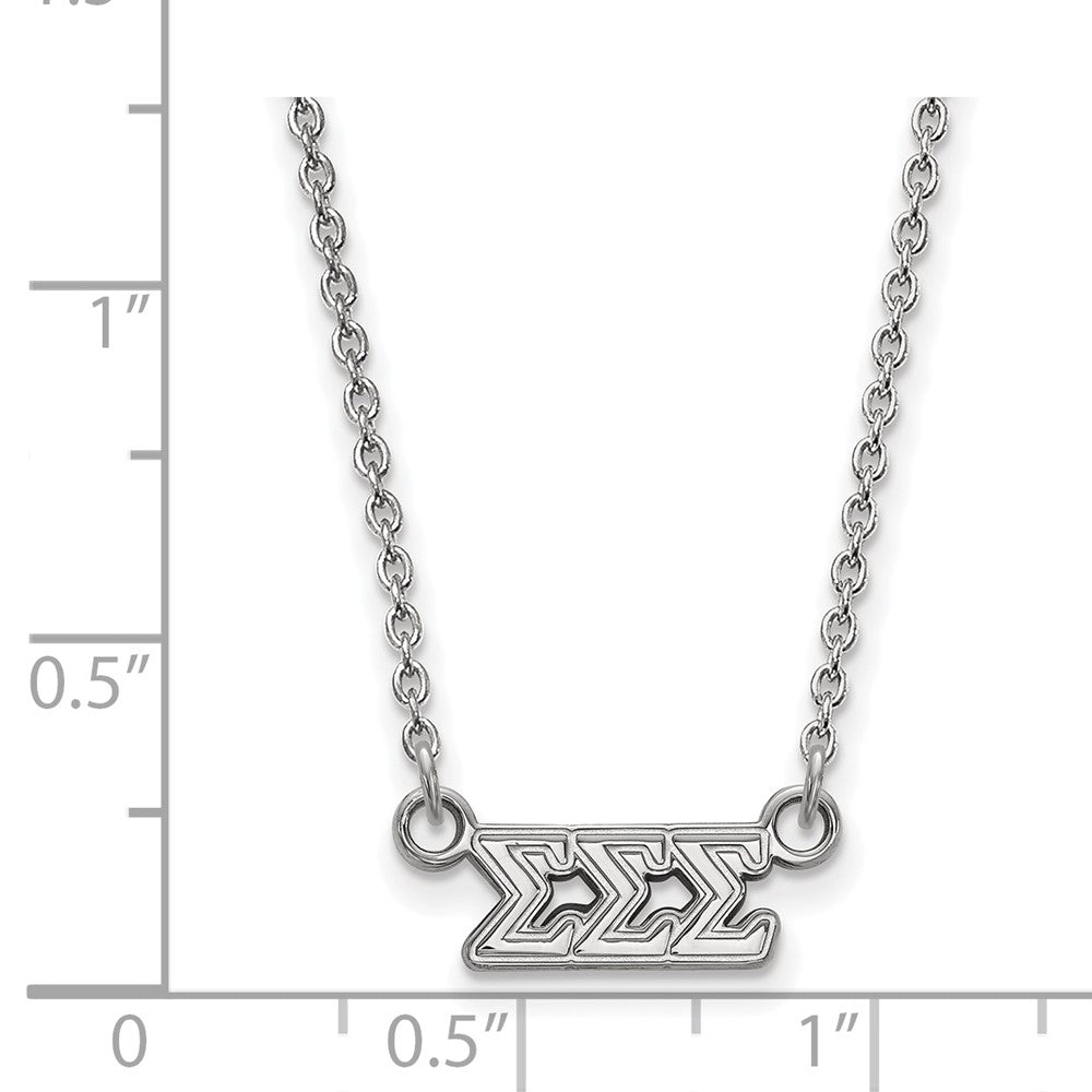 Sterling Silver Rhodium Plated Logoart Sigma Sorority Greek Letters Extra Small Pendant 18 Inch Necklace