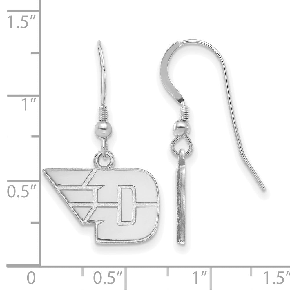 Sterling Silver Rhodium Plated Logoart University Of Dayton Small Dangle Wire Earrings