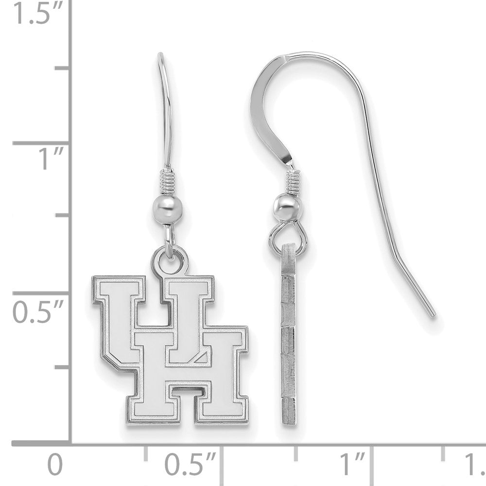 Sterling Silver Rhodium Plated Logoart University Of Houston U H Small Dangle Wire Earrings