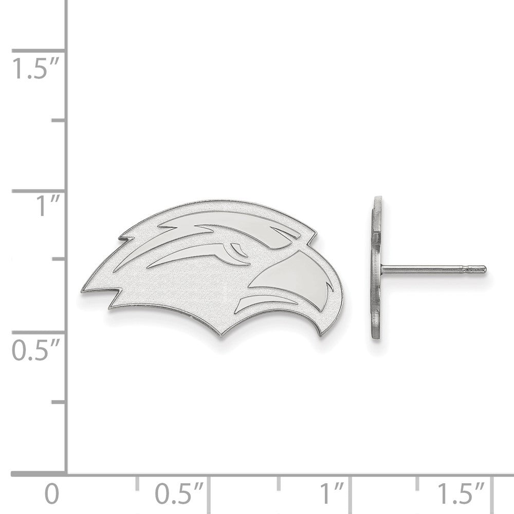 Sterling Silver Rhodium Plated Logoart University Of Southern Mississippi Eagle Small Post Earrings