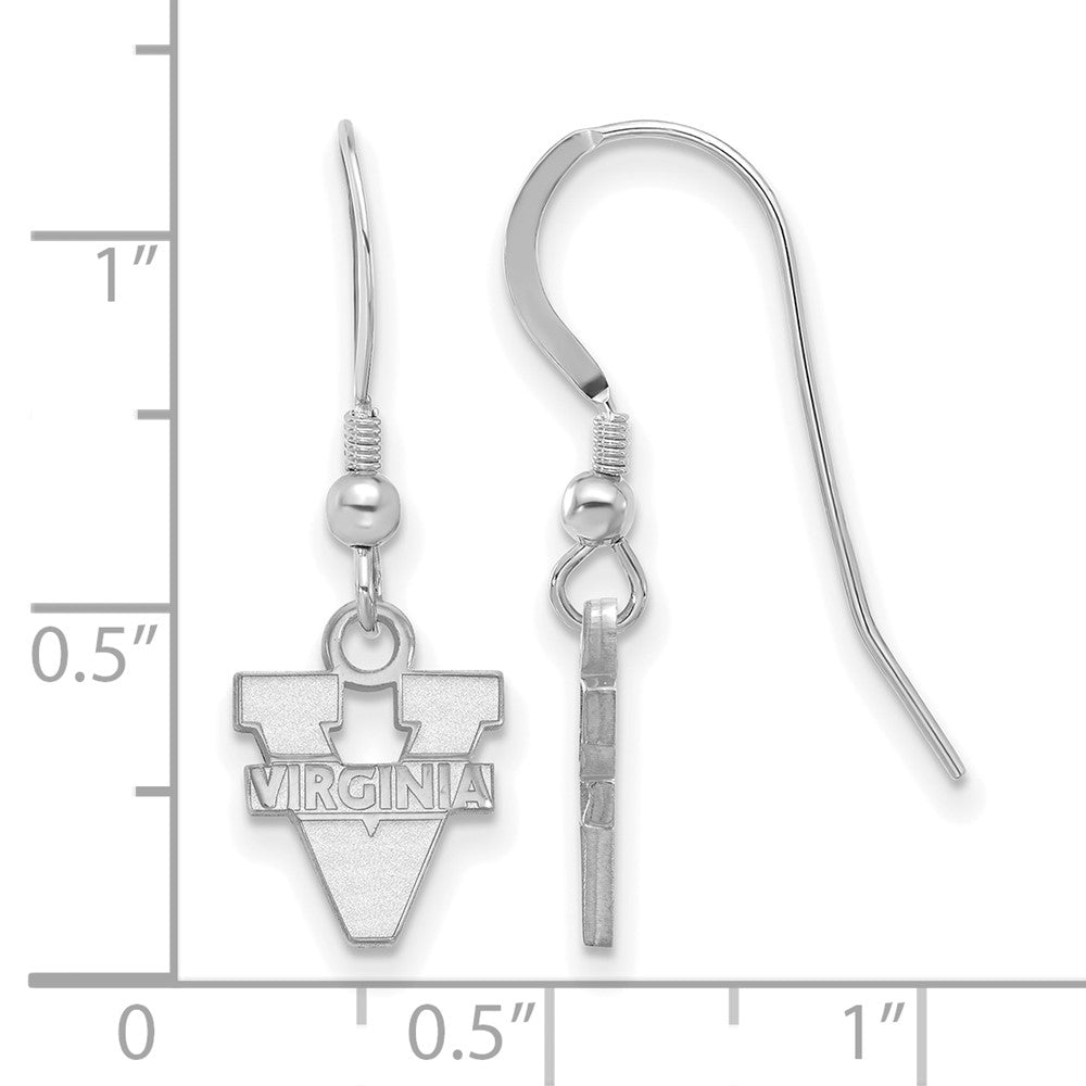 Sterling Silver Rhodium Plated Logoart University Of Virginia Extra Small Dangle Wire Earrings
