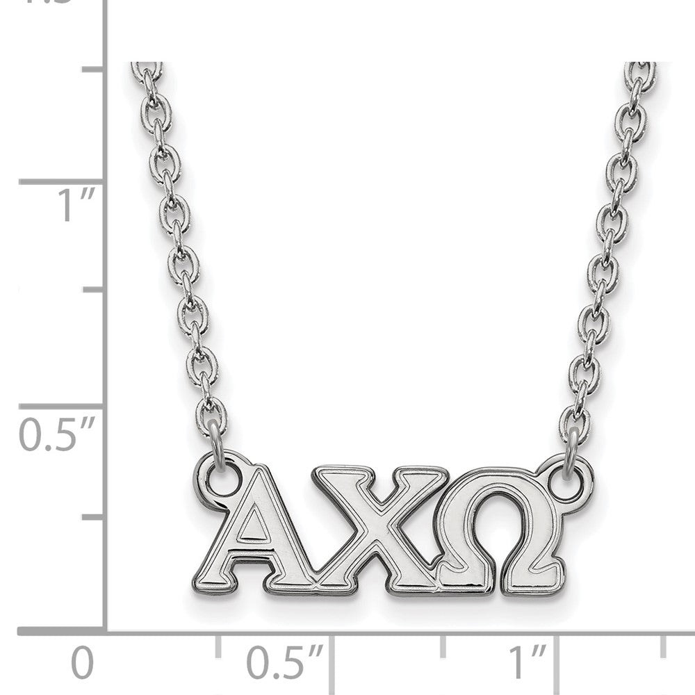 Sterling Silver Rhodium Plated Logoart Alpha Chi Omega Sorority Greek Letters Small Pendant 18 Inch Necklace