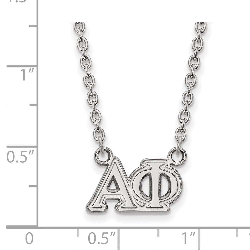 Sterling Silver Rhodium Plated Logoart Alpha Phi Sorority Greek Letters Medium Pendant 18 Inch Necklace