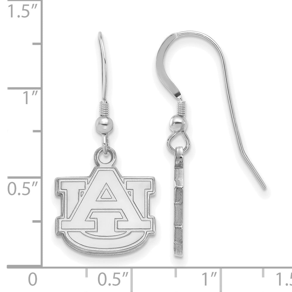 Sterling Silver Rhodium Plated Logoart Auburn University A U Small Dangle Wire Earrings