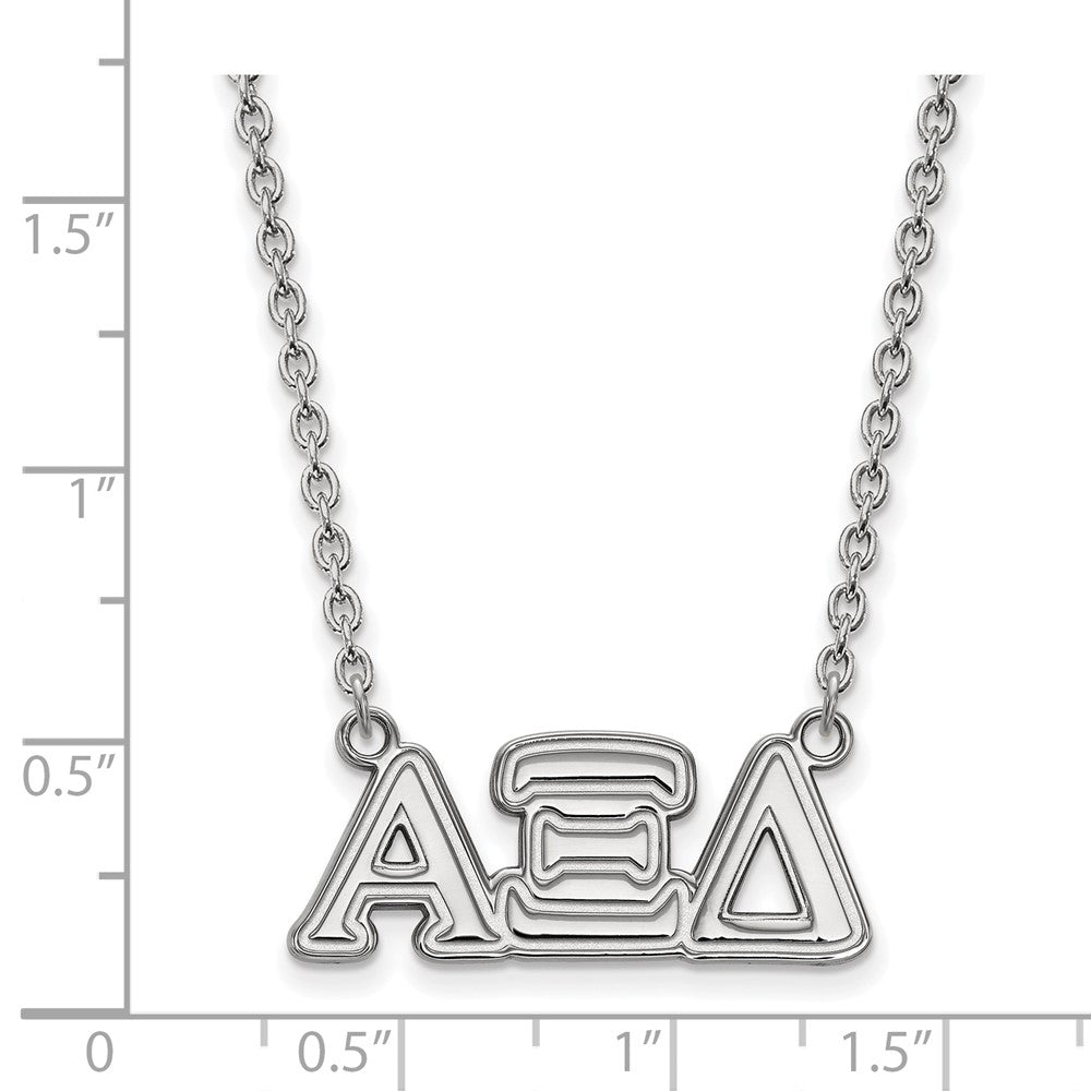 Sterling Silver Rhodium Plated Logoart Alpha Xi Delta Sorority Greek Letters Medium Pendant 18 Inch Necklace