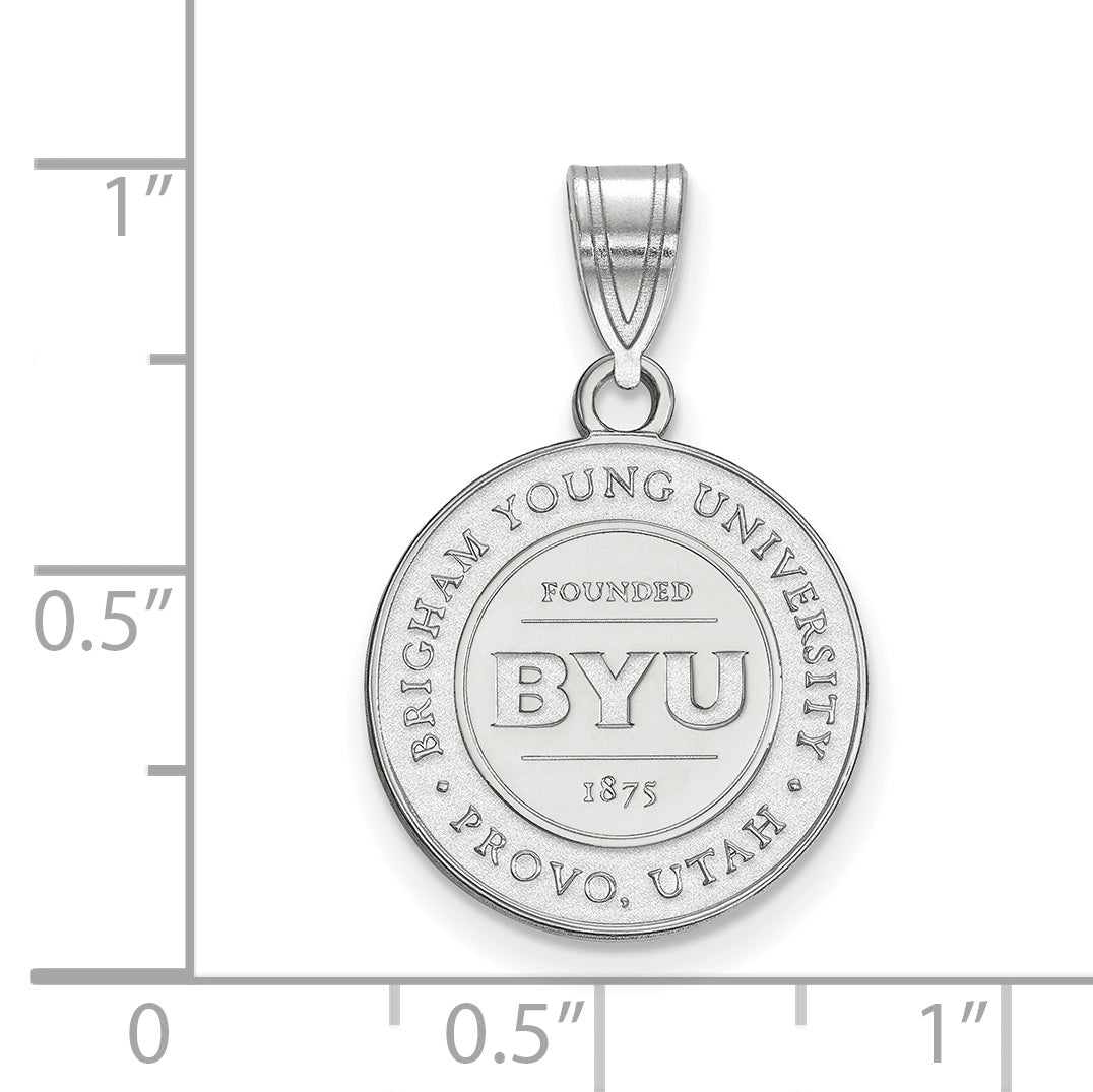 Sterling Silver Rhodium Plated Logoart Brigham Young University Medium Crest Pendant