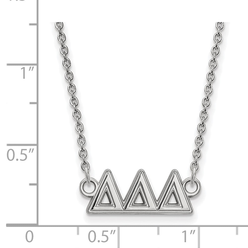 Sterling Silver Rhodium Plated Logoart Delta Sorority Greek Letters Medium Pendant 18 Inch Necklace