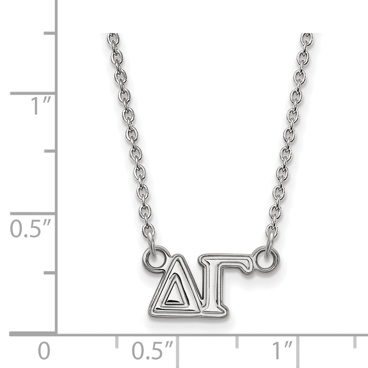 Sterling Silver Rhodium Plated Logoart Delta Gamma Sorority Greek Letters Medium Pendant 18 Inch Necklace