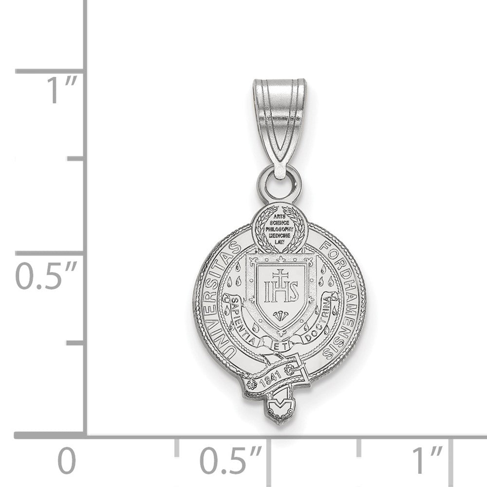 Sterling Silver Rhodium Plated Logoart Fordham University Medium Crest Pendant