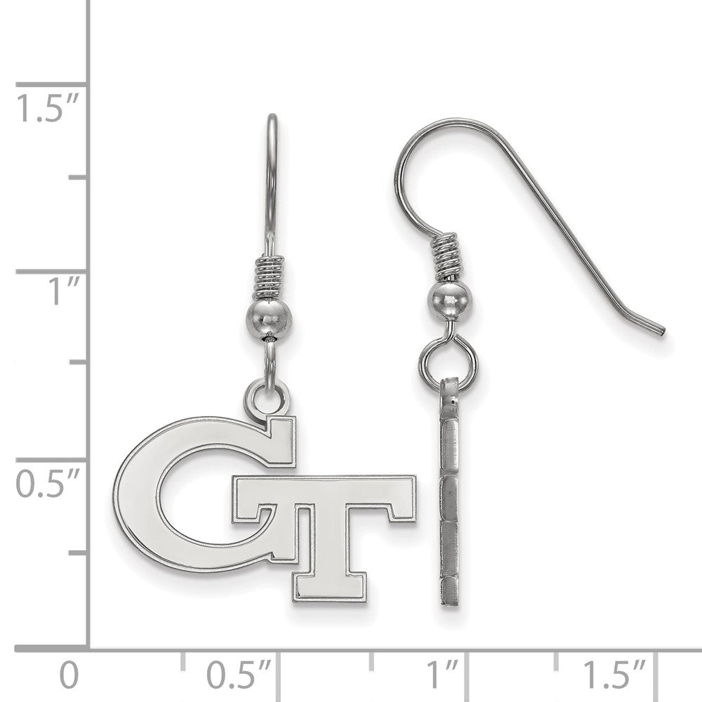 Sterling Silver Rhodium Plated Logoart Georgia Institute Of Technology G T Small Dangle Wire Earrings
