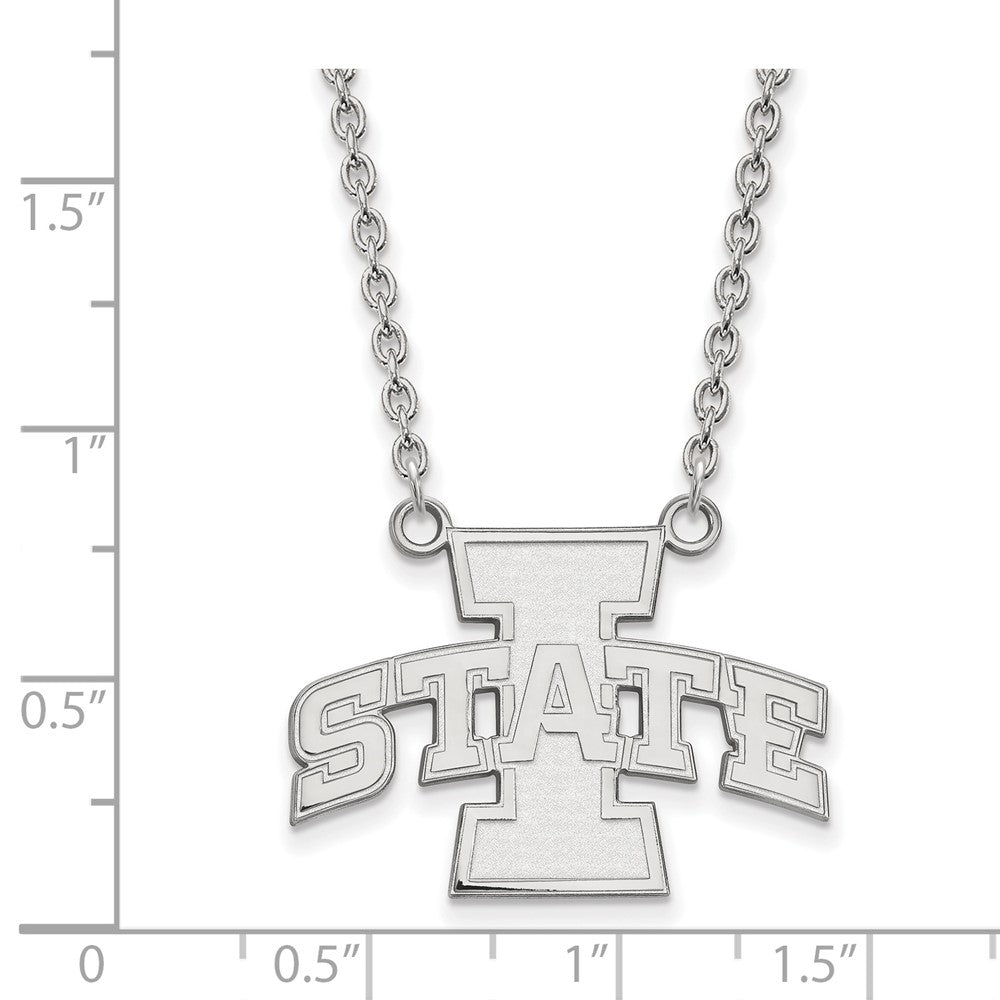 14K White Gold Logoart Iowa State University Large Pendant 18 Inch Necklace