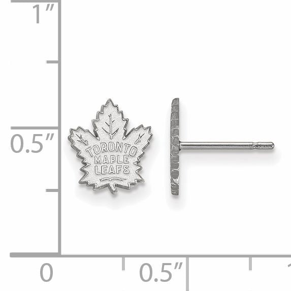 Sterling Silver Rhodium Plated Nhl Logoart Toronto Maple Leafs Extra Small Post Earrings