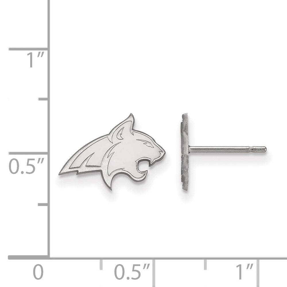 Sterling Silver Rhodium Plated Logoart Montana State University Bobcat Extra Small Post Earrings