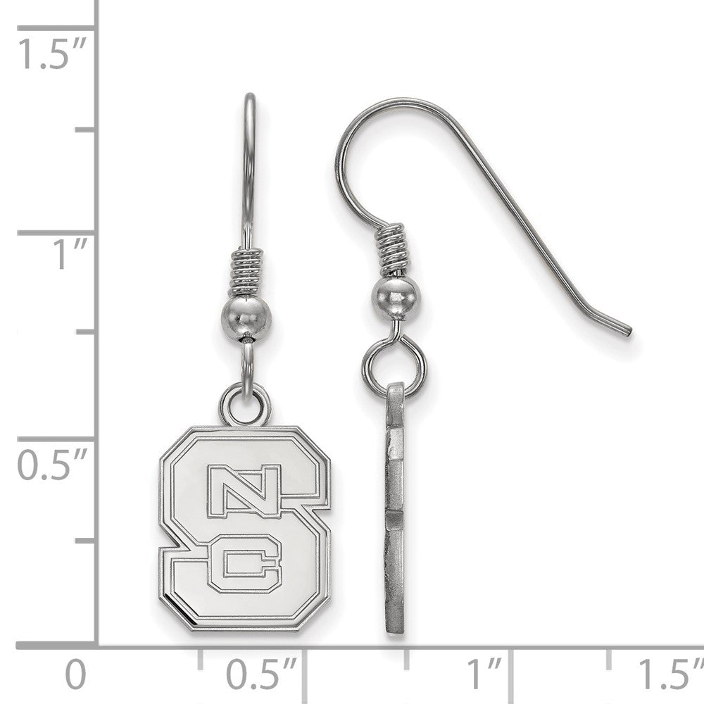 Sterling Silver Rhodium Plated Logoart North Carolina State University N C S Small Dangle Wire Earrings