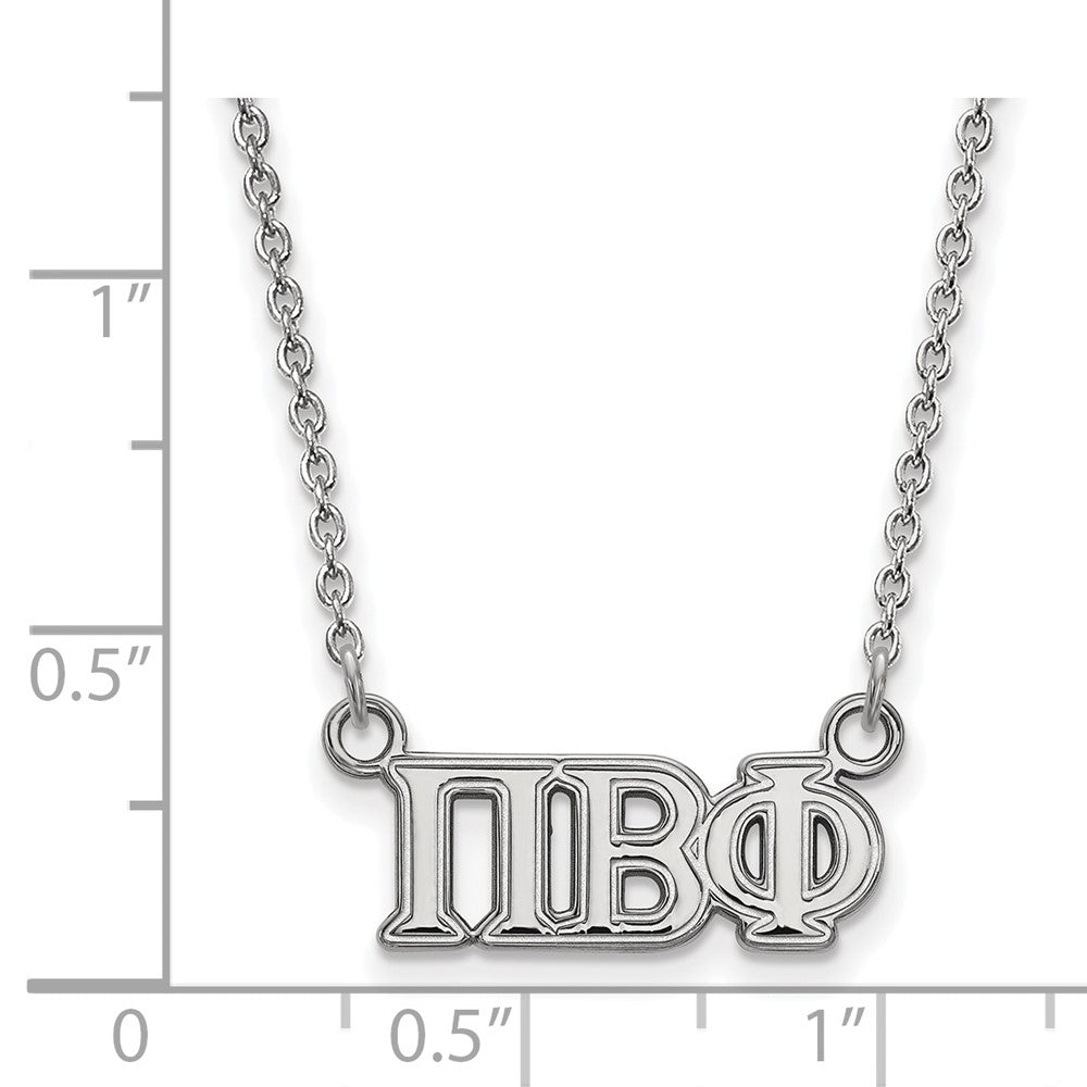 Sterling Silver Rhodium Plated Logoart Pi Beta Phi Sorority Greek Letters Medium Pendant 18 Inch Necklace