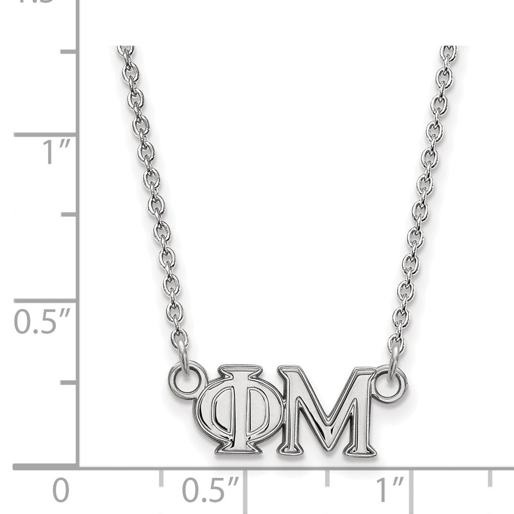 Sterling Silver Rhodium Plated Logoart Phi Mu Sorority Greek Letters Medium Pendant 18 Inch Necklace