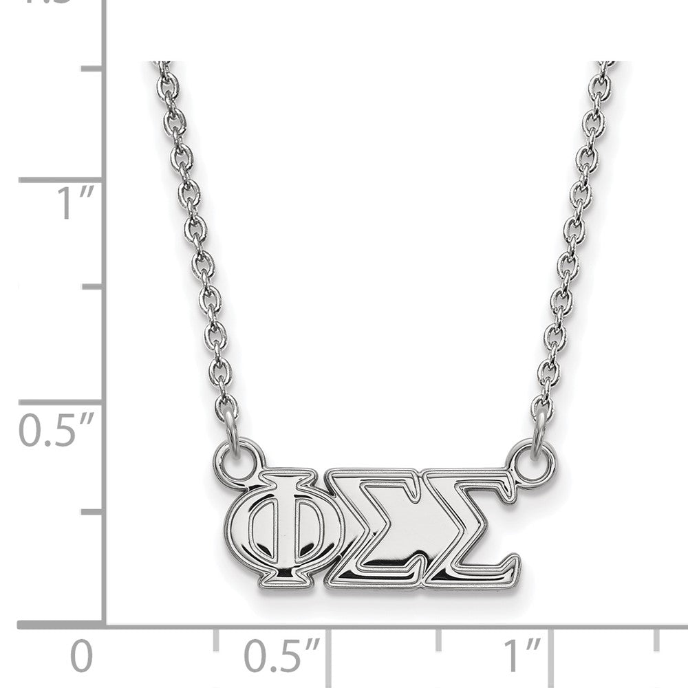 Sterling Silver Rhodium Plated Logoart Phi Sigma Sorority Greek Letters Medium Pendant 18 Inch Necklace