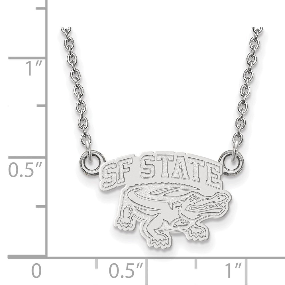 Sterling Silver Rhodium Plated Logoart San Francisco State University Small Pendant 18 Inch Necklace