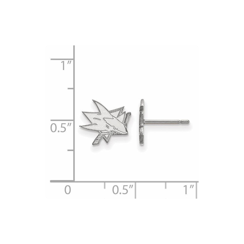 10K White Gold Nhl Logoart San Jose Sharks Extra Small Post Earrings