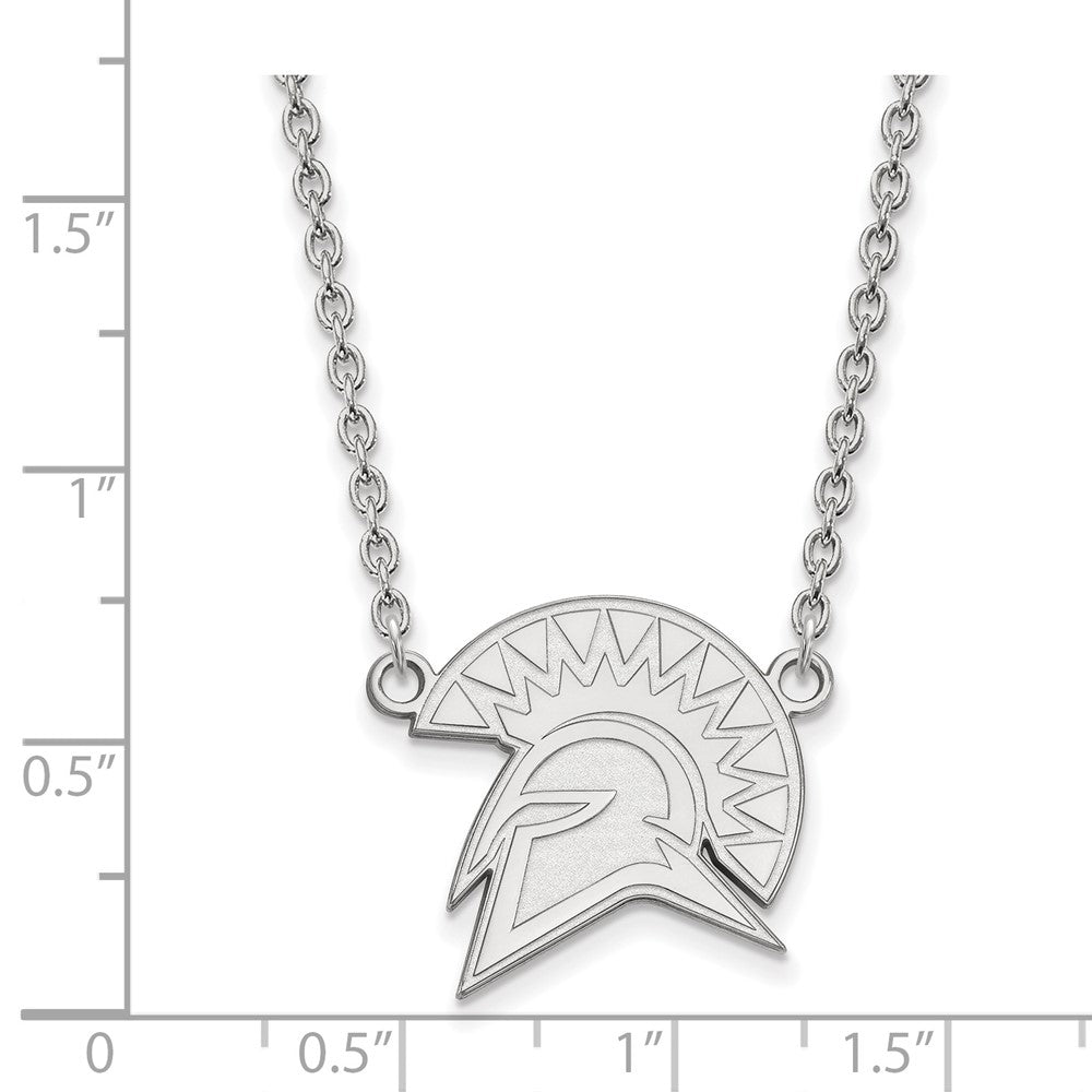 Sterling Silver Rhodium Plated Logoart San Jose State University Spartan Large Pendant 18 Inch Necklace