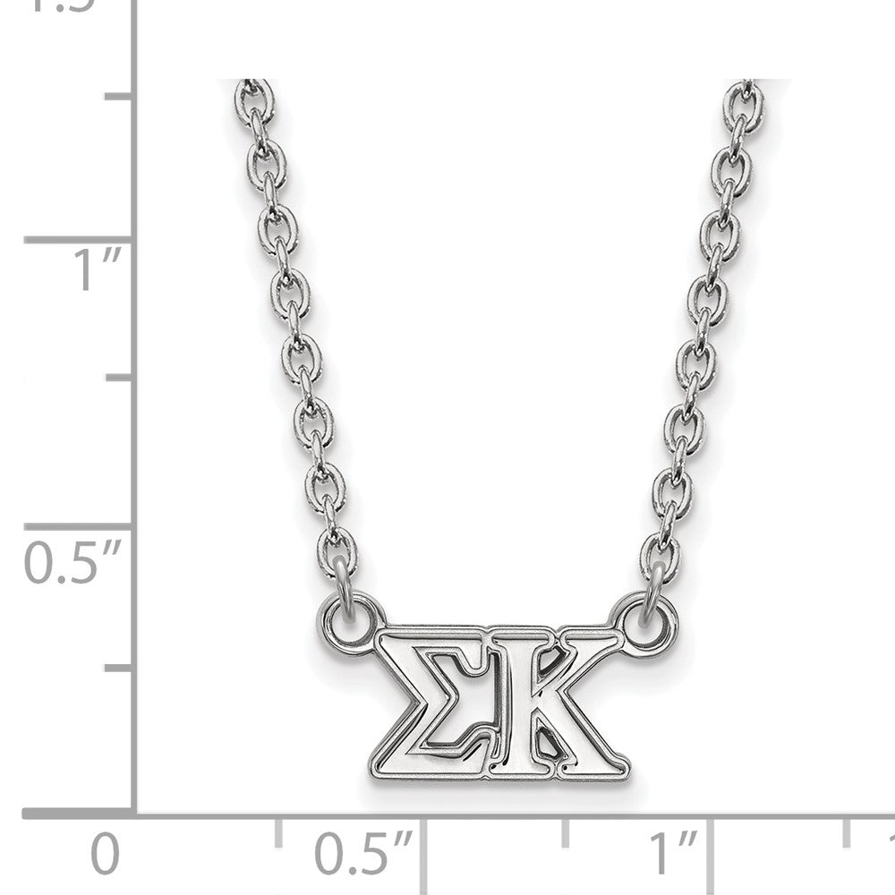 Sterling Silver Rhodium Plated Logoart Sigma Kappa Sorority Greek Letters Medium Pendant 18 Inch Necklace