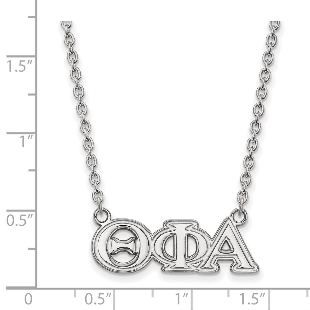 Sterling Silver Rhodium Plated Logoart Theta Phi Alpha Sorority Greek Letters Medium Pendant 18 Inch Necklace
