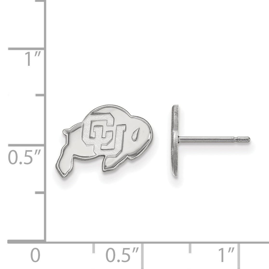 Sterling Silver Rhodium Plated Logoart University Of Colorado Buffalo Extra Small Post Earrings