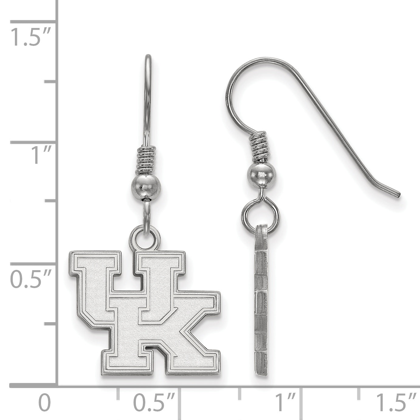 Sterling Silver Rhodium Plated Logoart University Of Kentucky U K Small Dangle Wire Earrings