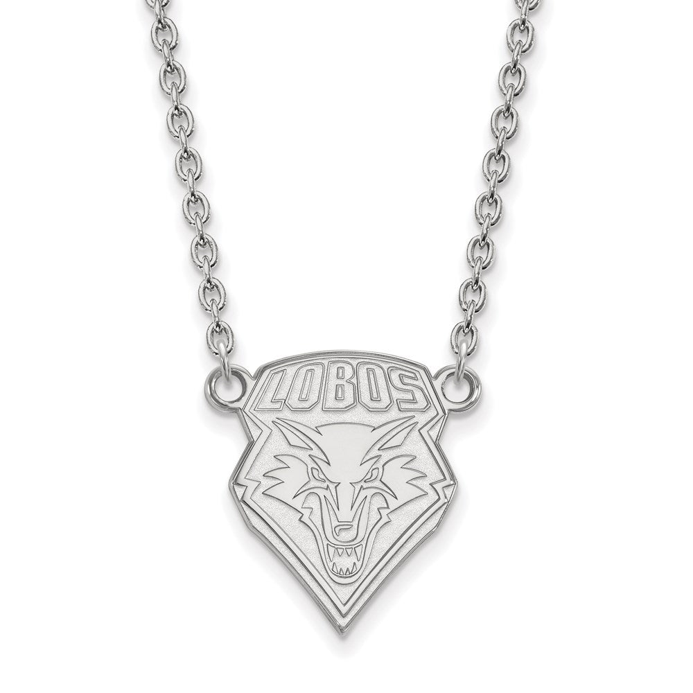 10K White Gold Logoart University Of New Mexico Large Pendant 18 Inch Necklace