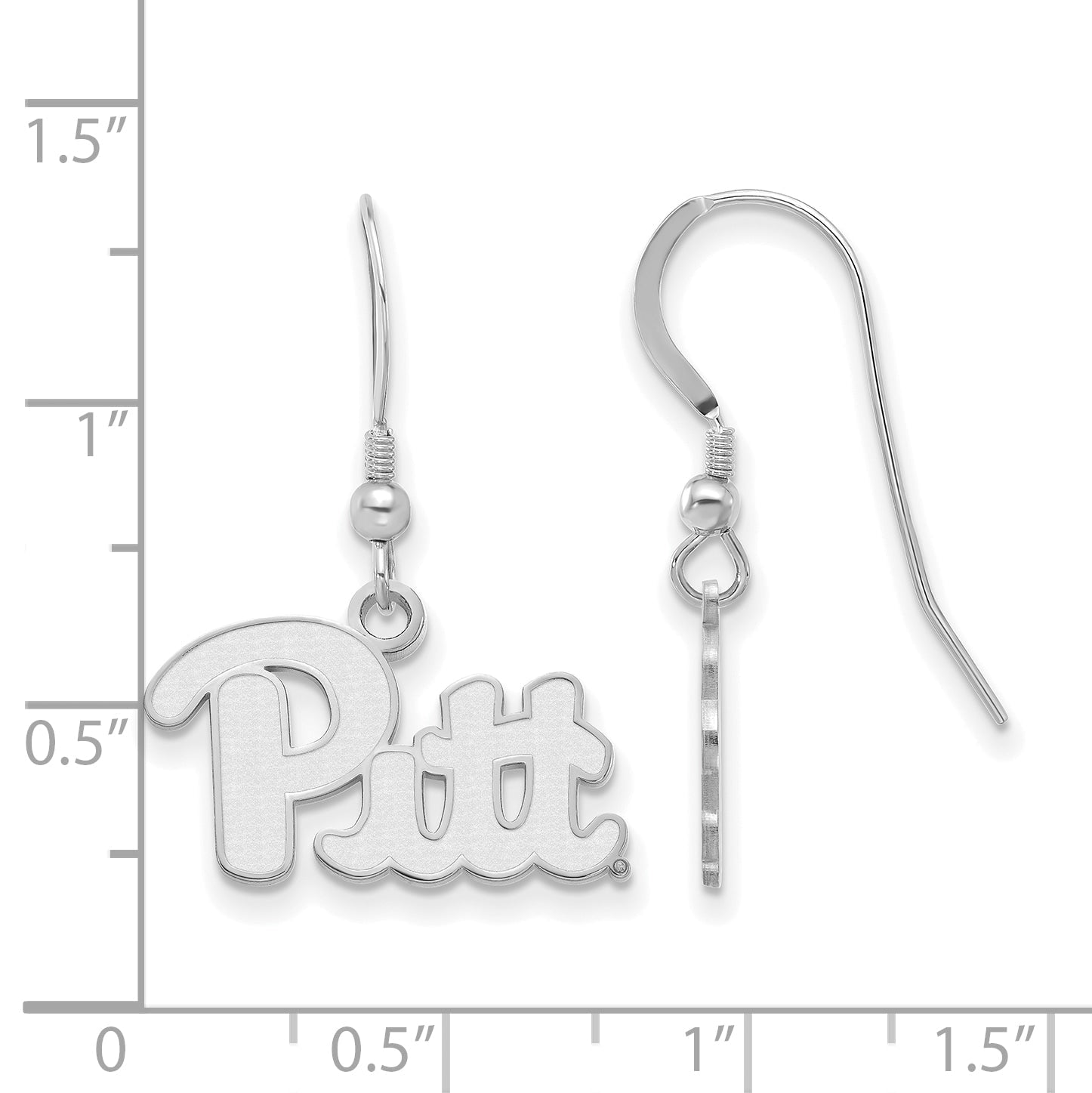 Sterling Silver Rhodium Plated Logoart University Of Pittsburgh Small Dangle Wire Earrings