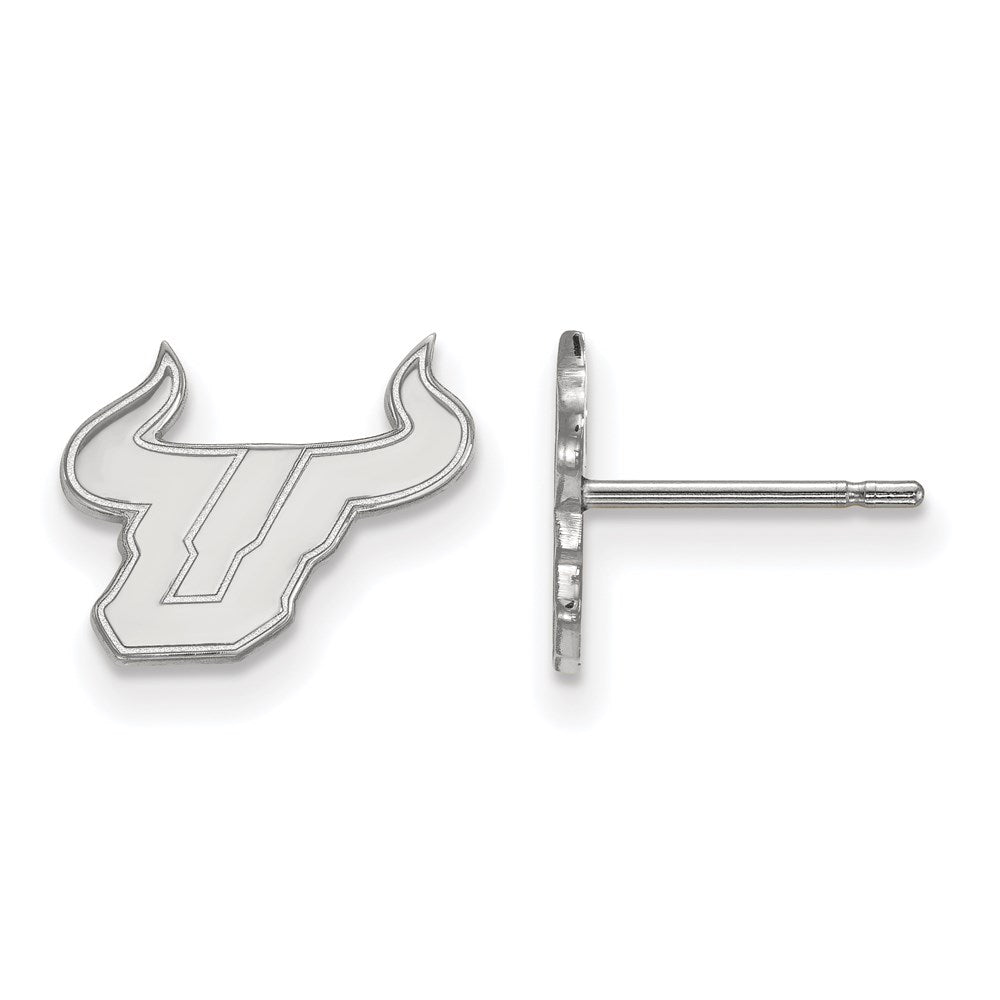 10K White Gold Logoart University Of South Florida Bull Extra Small Post Earrings
