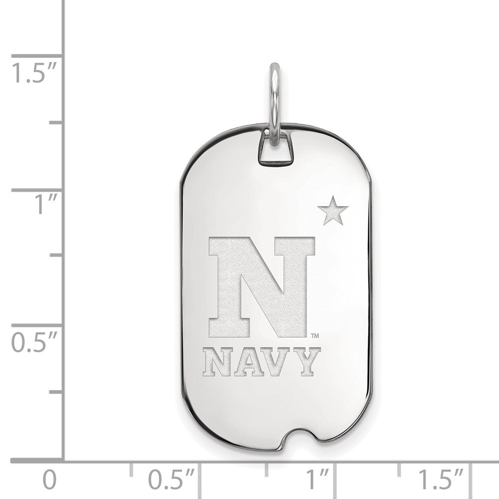 14K White Gold Logoart Us Naval Academy Small Dog Tag Pendant