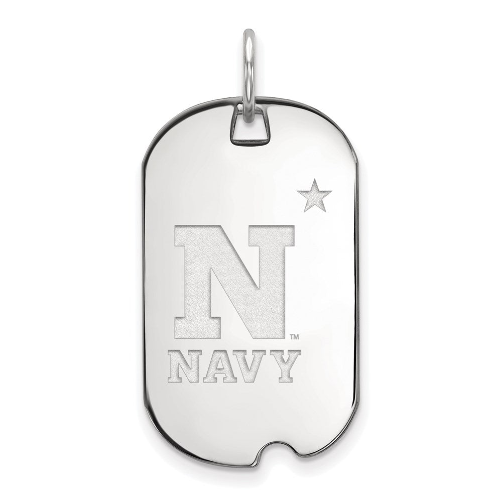 10K White Gold Logoart Us Naval Academy Small Dog Tag Pendant