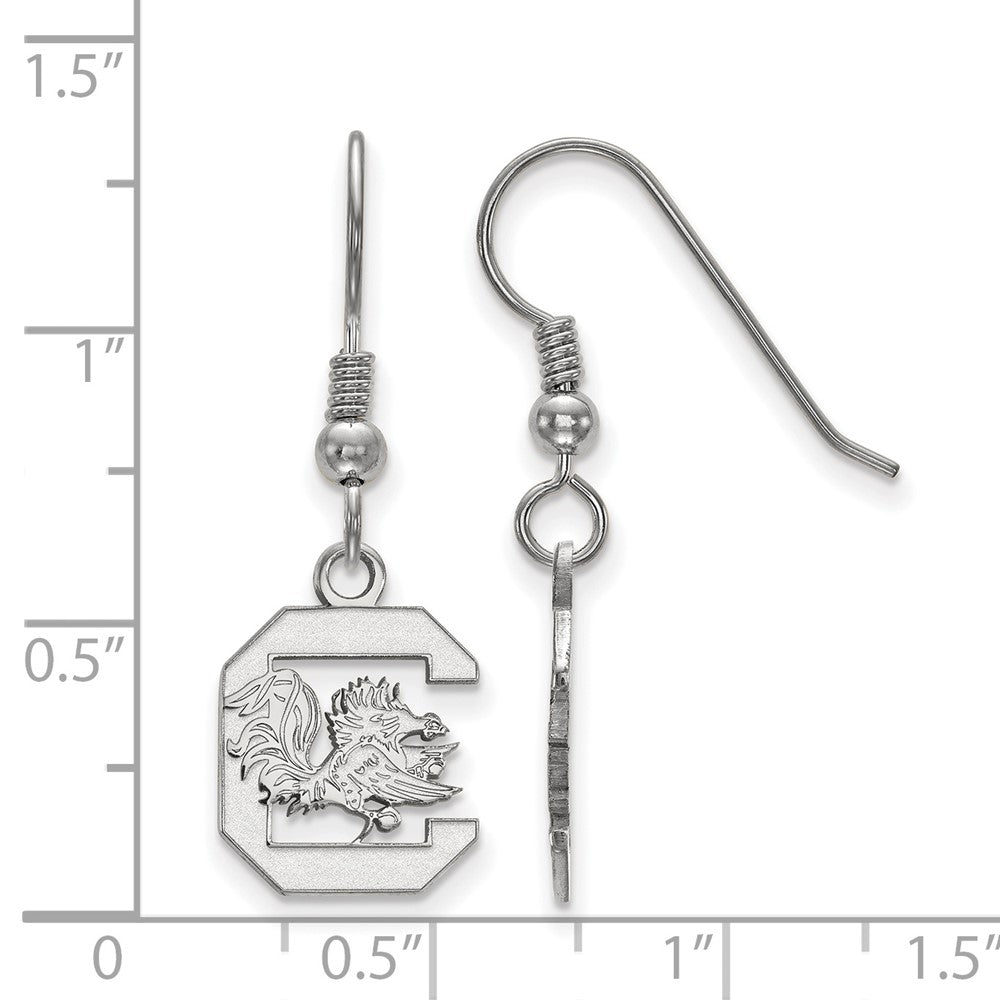Sterling Silver Rhodium Plated Logoart University Of South Carolina Small Dangle Wire Earrings