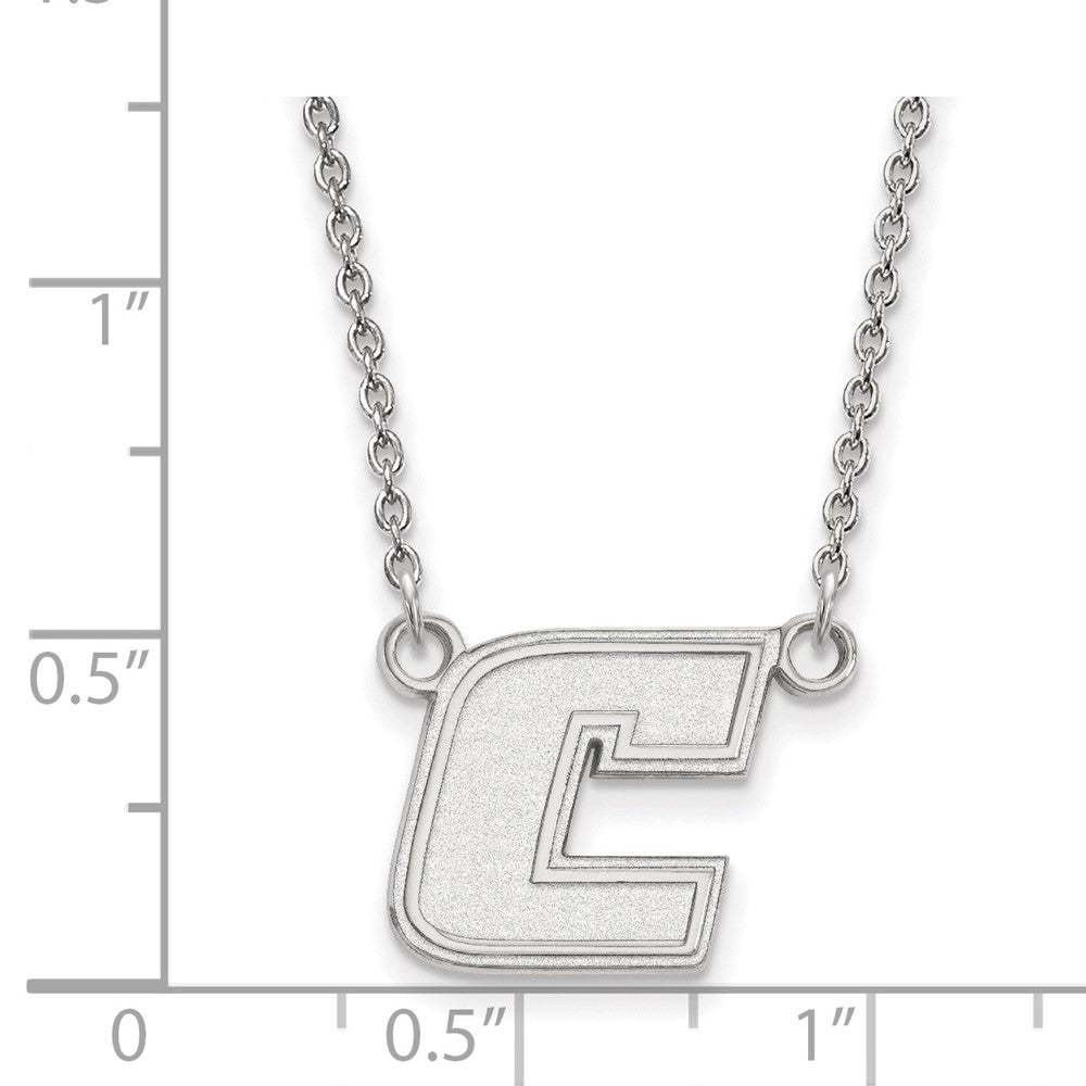 Sterling Silver Rhodium Plated Logoart University Of Tennessee At Chattanooga Letter C Small Pendant 18 Inch Necklace