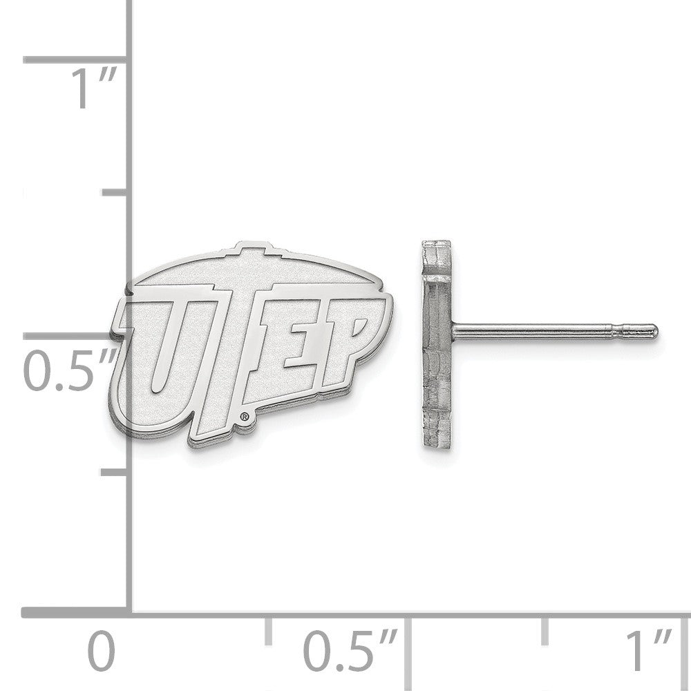 Sterling Silver Rhodium Plated Logoart University Of Texas At El Paso Extra Small Post Earrings