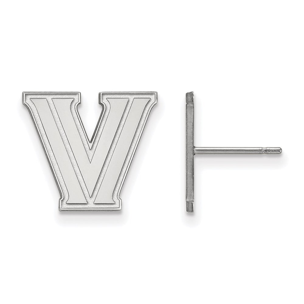 10K White Gold Logoart Villanova University Letter V Small Post Earrings