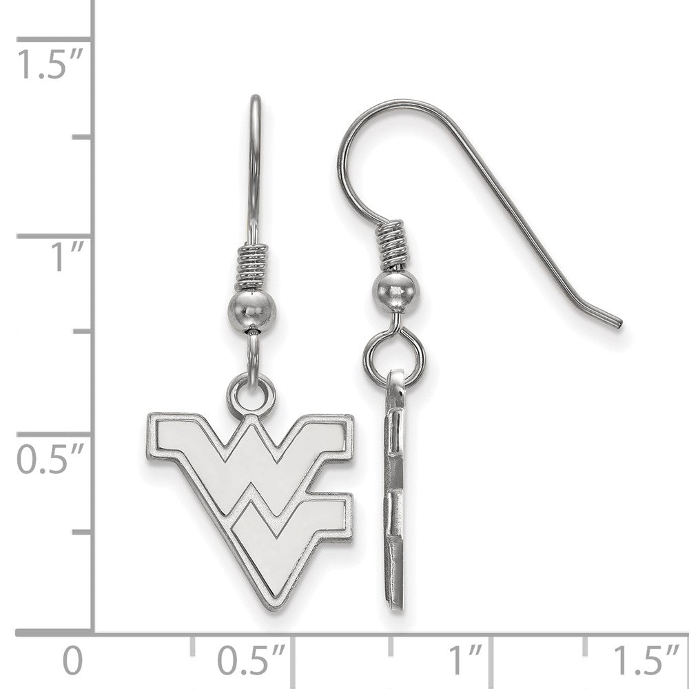 Sterling Silver Rhodium Plated Logoart West Virginia University W V Small Dangle Wire Earrings