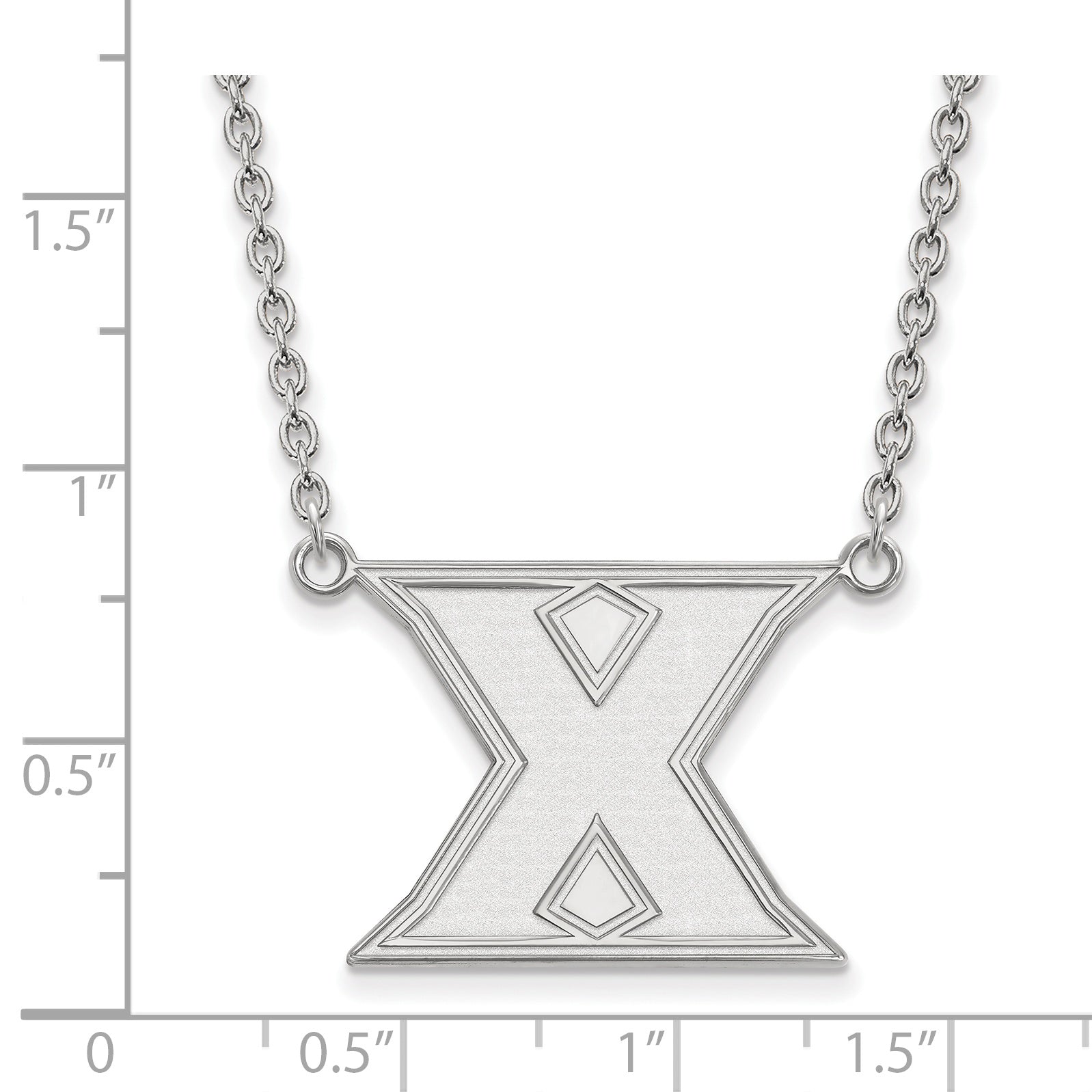 Sterling Silver Rhodium Plated Logoart Xavier University Letter X Large Pendant 18 Inch Necklace