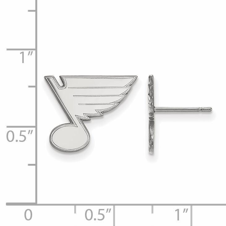 Sterling Silver Rhodium Plated Nhl Logoart St. Louis Blues Small Post Earrings